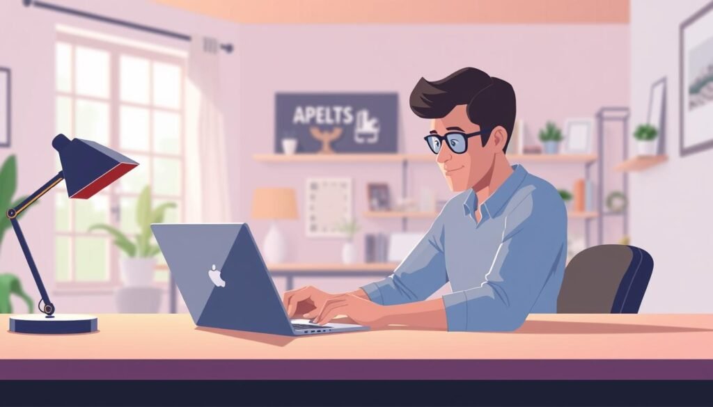 Image of a person using a computer to apply for 5G Plan online