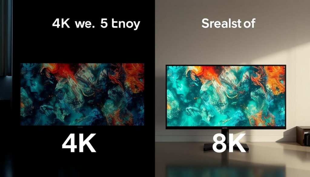 一張4K顯示屏與8K顯示屏的比較圖